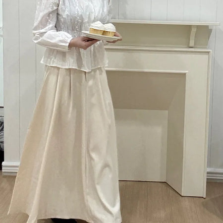 Nero Feminine Pintuck Flare Long Skirt