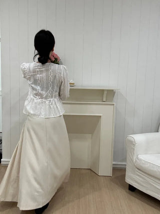 Nero Feminine Pintuck Flare Long Skirt