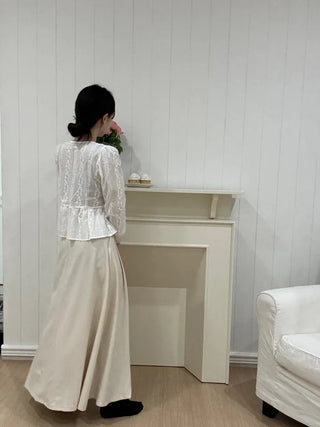 Nero Feminine Pintuck Flare Long Skirt