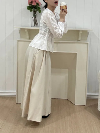 Nero Feminine Pintuck Flare Long Skirt