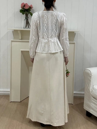 Nero Feminine Pintuck Flare Long Skirt