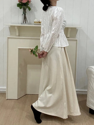 Nero Feminine Pintuck Flare Long Skirt