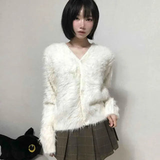 Soft Angora V-neck Cardigan