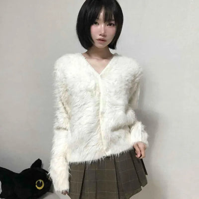Soft Angora V-neck Cardigan