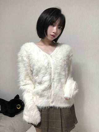Soft Angora V-neck Cardigan