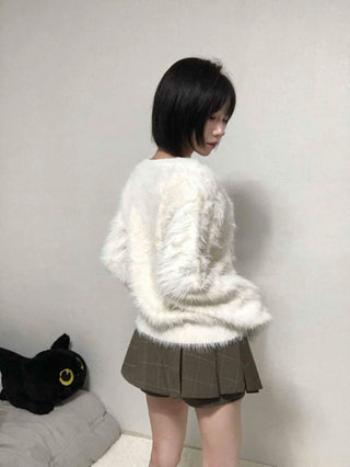 Soft Angora V-neck Cardigan