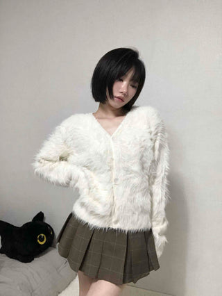 Soft Angora V-neck Cardigan