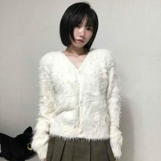 Soft Angora V-neck Cardigan