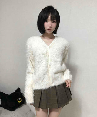 Soft Angora V-neck Cardigan