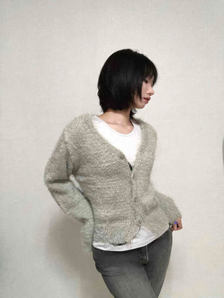 Daily Delicate Fit Pine Needle U-Neck Cardigan