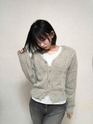 Daily Delicate Fit Pine Needle U-Neck Cardigan