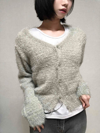 Daily Delicate Fit Pine Needle U-Neck Cardigan