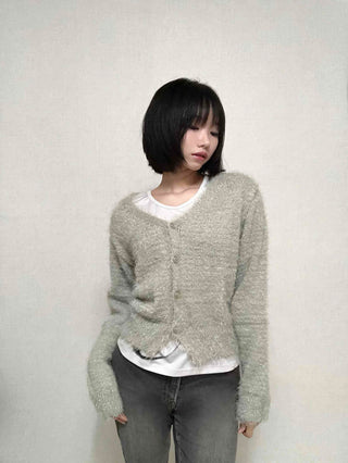Daily Delicate Fit Pine Needle U-Neck Cardigan