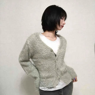 Daily Delicate Fit Pine Needle U-Neck Cardigan