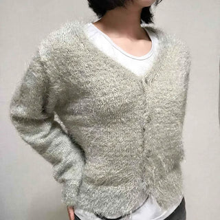 Daily Delicate Fit Pine Needle U-Neck Cardigan