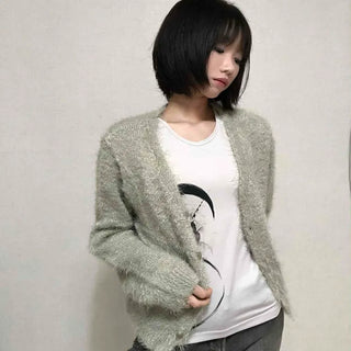 Daily Delicate Fit Pine Needle U-Neck Cardigan