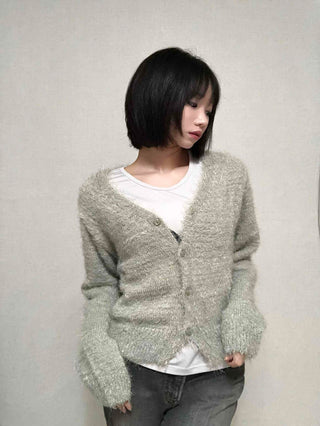 Daily Delicate Fit Pine Needle U-Neck Cardigan