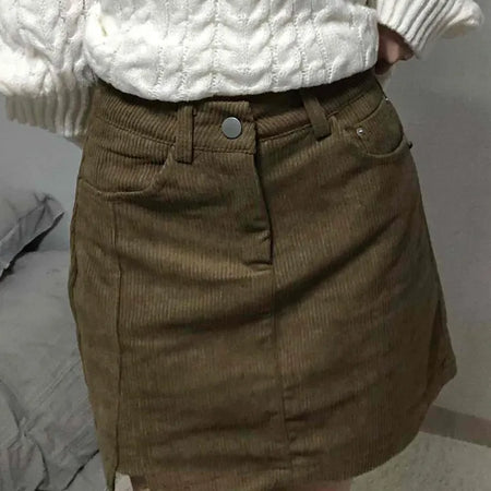 New Basic Corduroy Mini Skirt