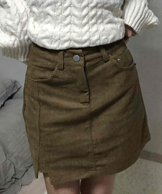 New Basic Corduroy Mini Skirt