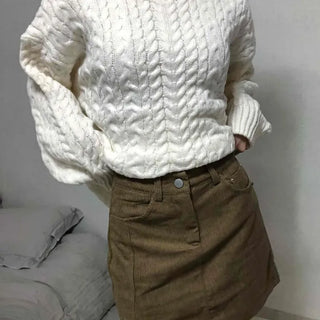 New Basic Corduroy Mini Skirt