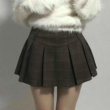 Pure Check Pleated Mini Skirt