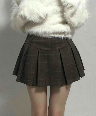 Pure Check Pleated Mini Skirt
