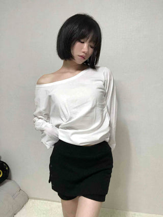 Natural Side Snap Knit Shorts