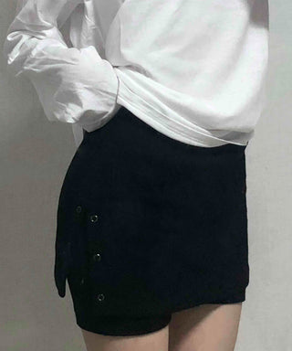 Natural Side Snap Knit Shorts