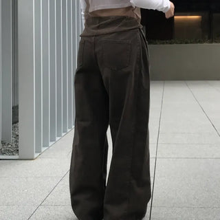 Leppy Hem Button Long Wide Pants