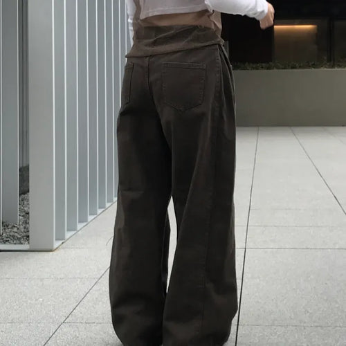 Leppy Hem Button Long Wide Pants