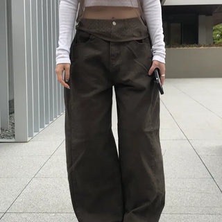 Leppy Hem Button Long Wide Pants