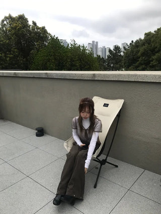 Leppy Hem Button Long Wide Pants