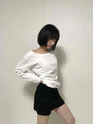 Effortless Chic Boxy Fit Off-Shoulder Long-Sleeve T-Shirt