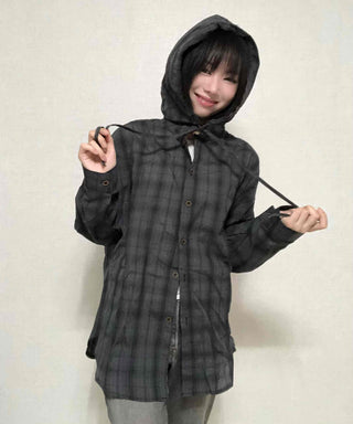 Simple Trendy Plaid Shirt Hoodie