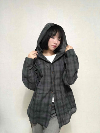 Simple Trendy Plaid Shirt Hoodie