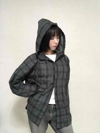 Simple Trendy Plaid Shirt Hoodie
