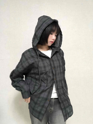 Simple Trendy Plaid Shirt Hoodie