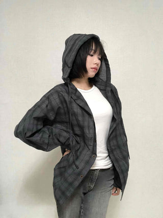 Simple Trendy Plaid Shirt Hoodie
