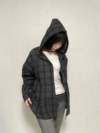 Simple Trendy Plaid Shirt Hoodie