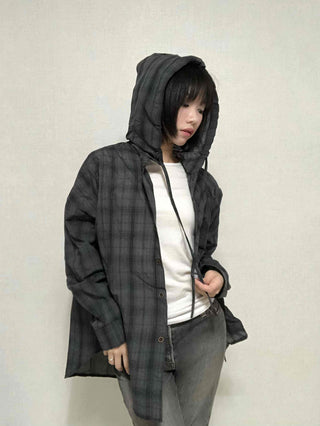Simple Trendy Plaid Shirt Hoodie