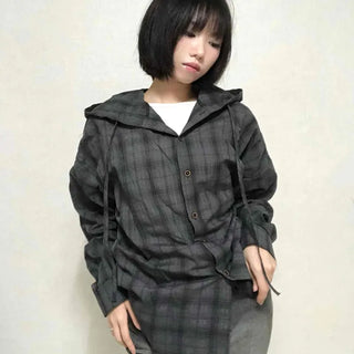 Simple Trendy Plaid Shirt Hoodie