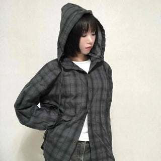 Simple Trendy Plaid Shirt Hoodie