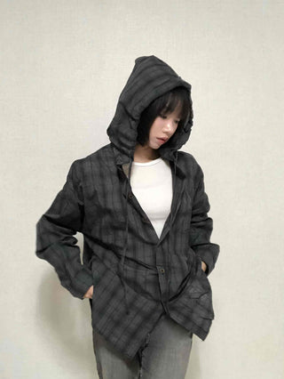 Simple Trendy Plaid Shirt Hoodie