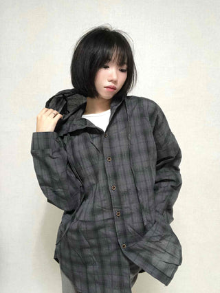 Simple Trendy Plaid Shirt Hoodie
