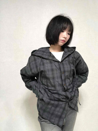 Simple Trendy Plaid Shirt Hoodie