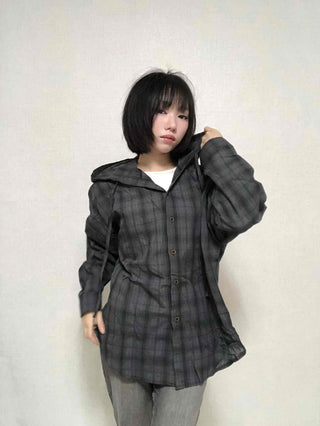 Simple Trendy Plaid Shirt Hoodie