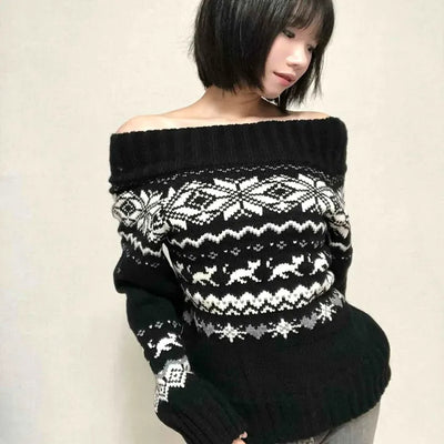 Edgy Nordic Off-shoulder Knit