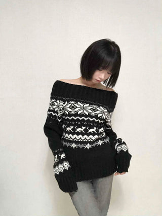 Edgy Nordic Off-shoulder Knit