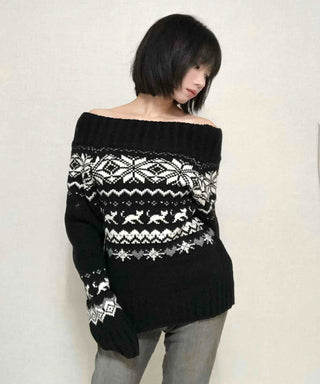 Edgy Nordic Off-shoulder Knit