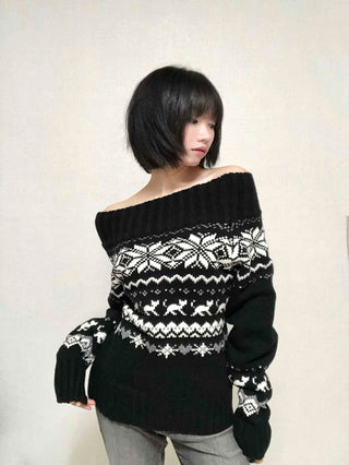 Edgy Nordic Off-shoulder Knit